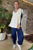 Made in Italy Juno Two Tone Knit Cream & Deep Lagoon